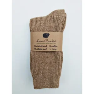 "Camelia" Camel, Wool, Cotton & Hemp Socks Size 38-39 (US 7-8)