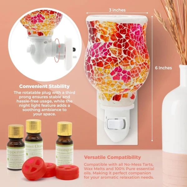 Plugables® Pink/Gold Color Mosaic Wax Warmer